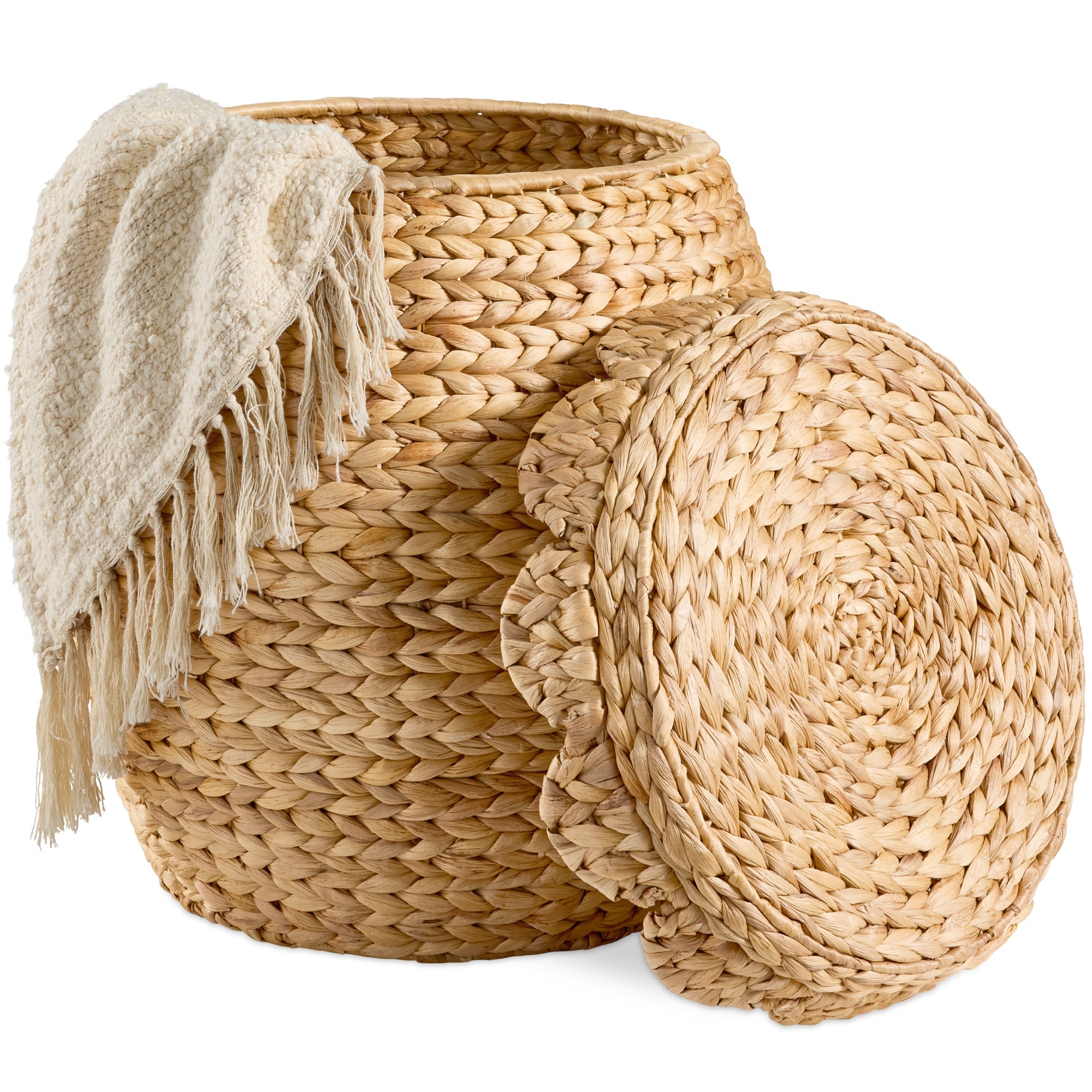 Scalloped Hyacinth Storage Tote Basket - Natural
