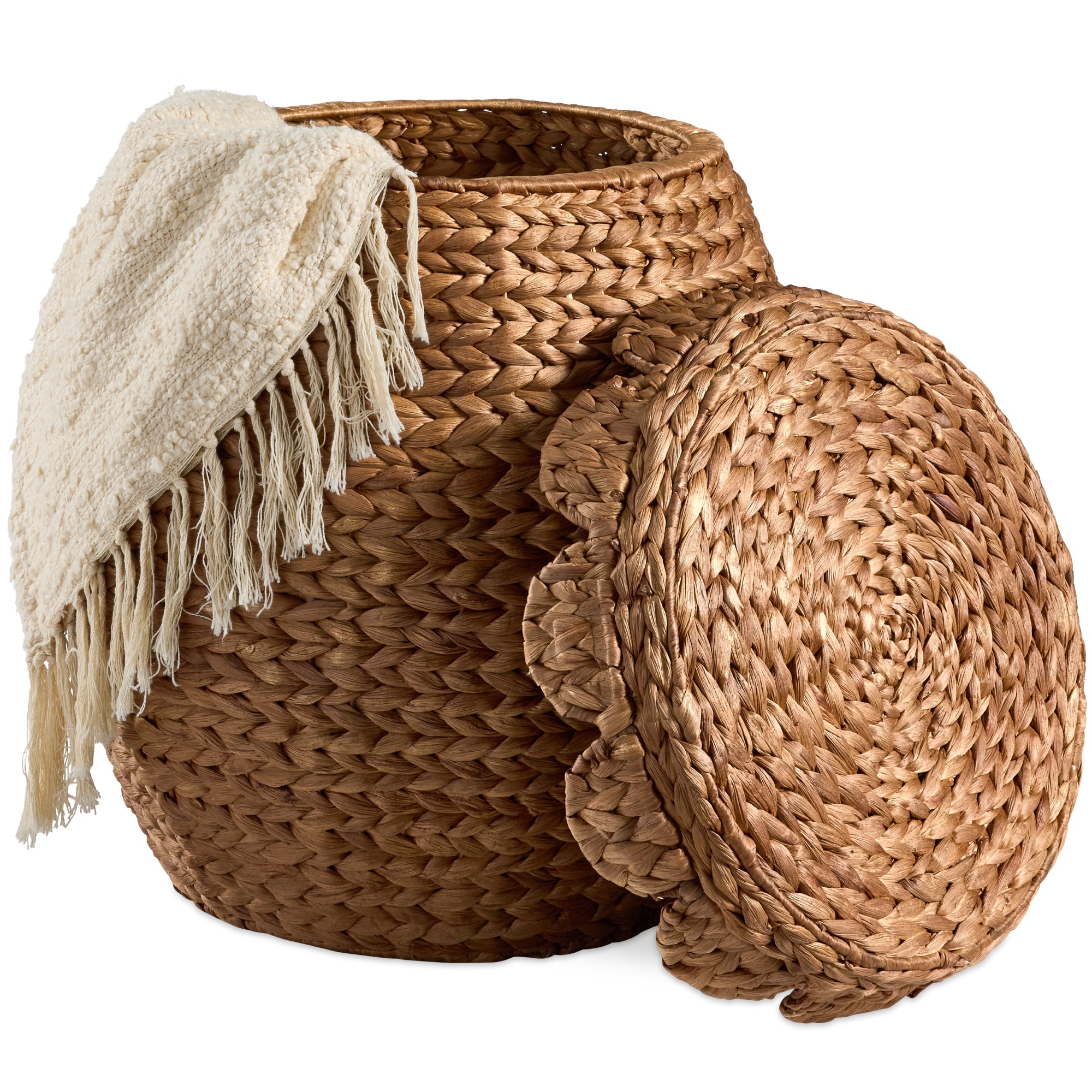 Scalloped Hyacinth Storage Tote Basket - Chestnut