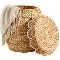 Scalloped Hyacinth Storage Tote Basket - White Trim
