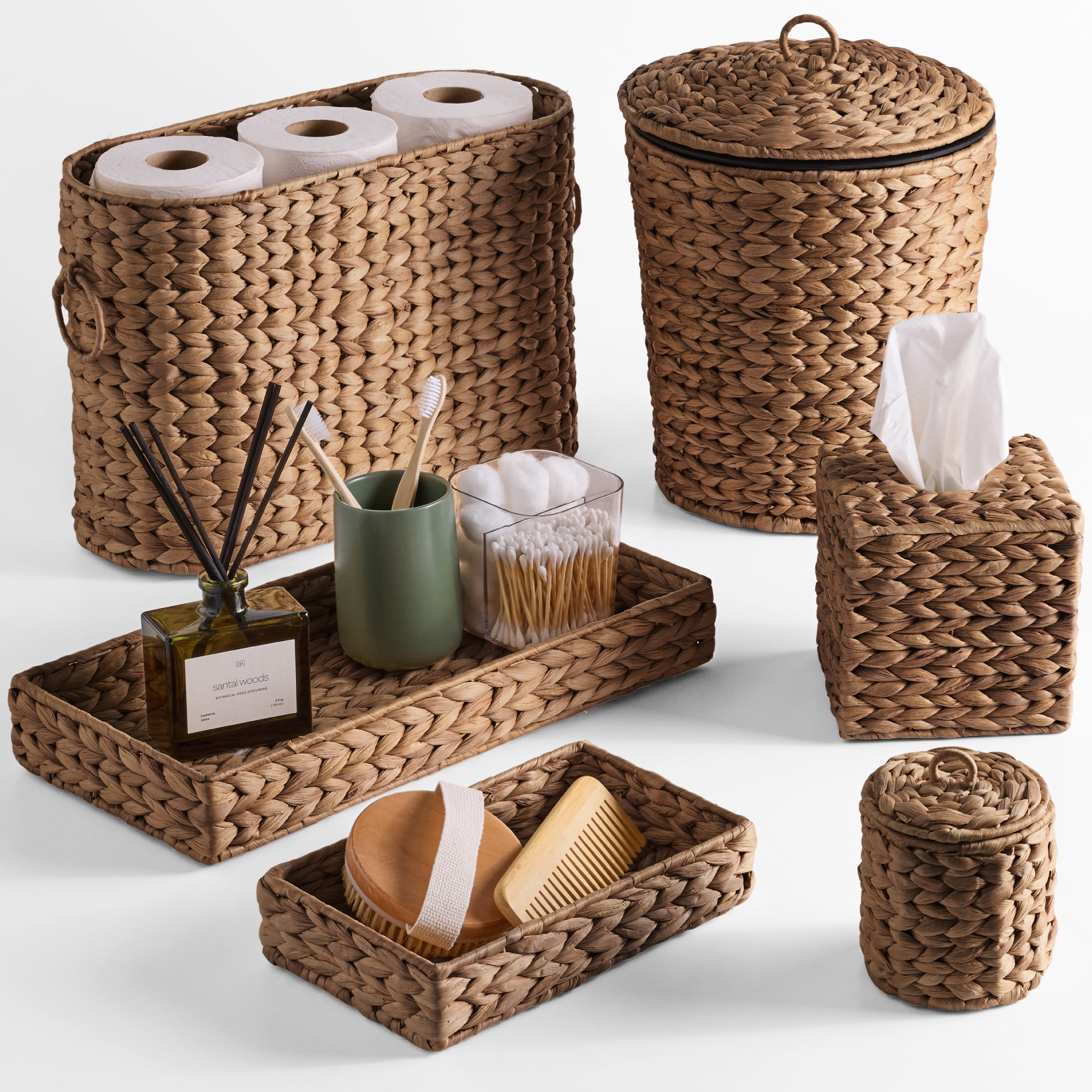 6-Piece Water Hyacinth Bathroom Set - Chestnut