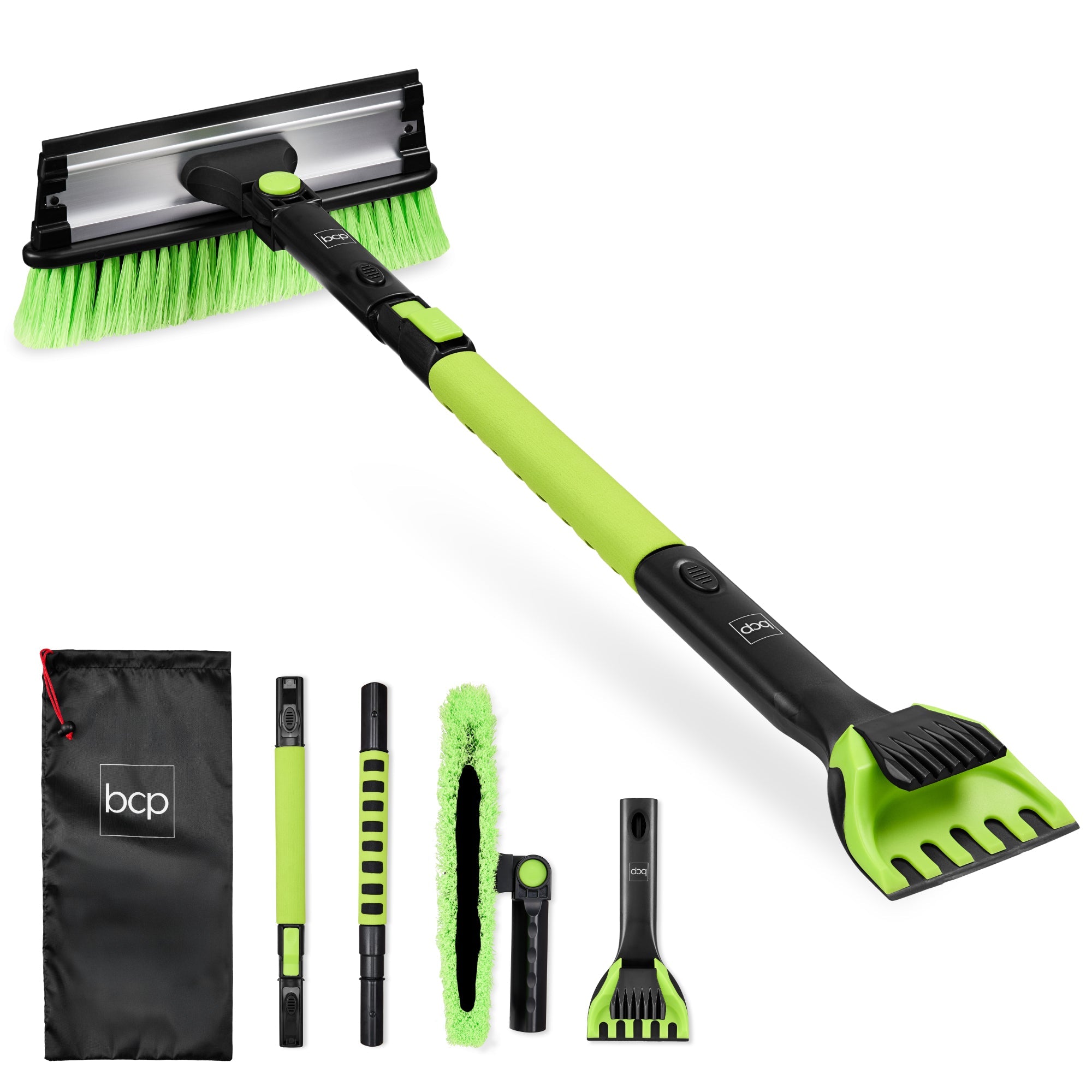 39" Extendable Snow Brush with Squeegee and Ice Scraper - Lime