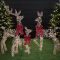 3-Piece Lighted Christmas Deer Set Outdoor Decor with 175 LED Lights - Rattan