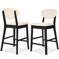 Set of 2 Modern Counter-Height Bar Stool Set W/ Upholstered Seat Cushion - Black/Cream