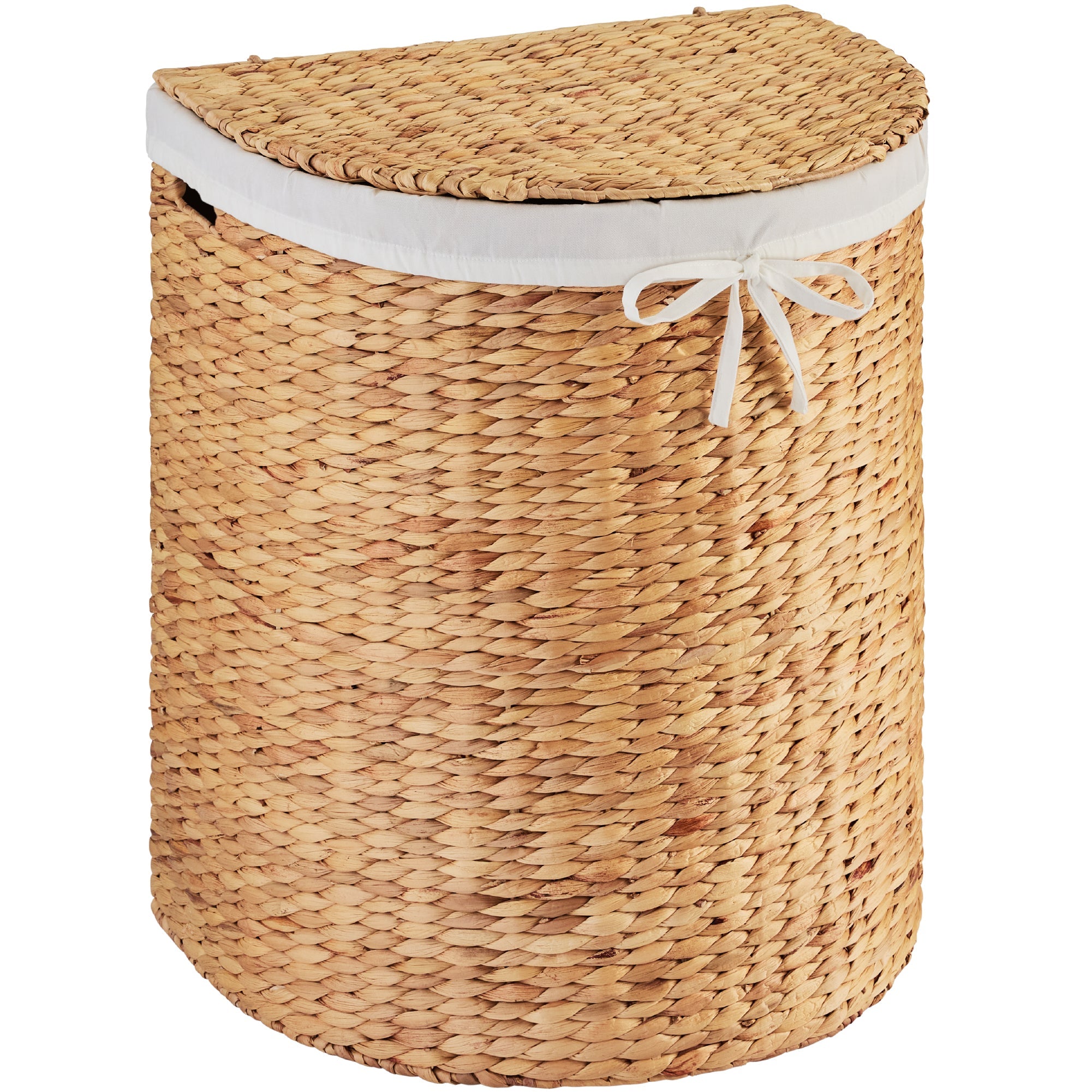 Half Moon Round Laundry Hamper w/ Lid - Natural
