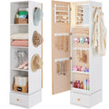 360 Rotating Jewelry Armoire Storage w/ Gold Metal Frame