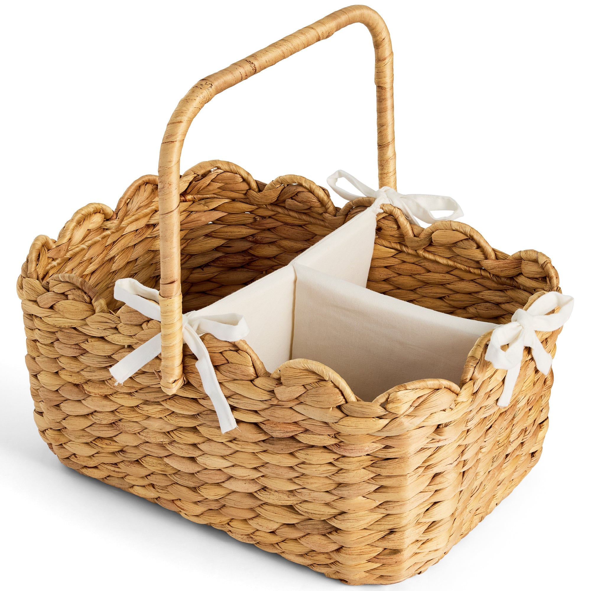 Diaper Caddy Organizer for Baby w/ Removable Divider & Handles - Natural