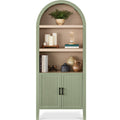 Arched 5-Tier Storage Cabinet w/ Reeded Doors, Adjustable Shelves - 72in - Sage