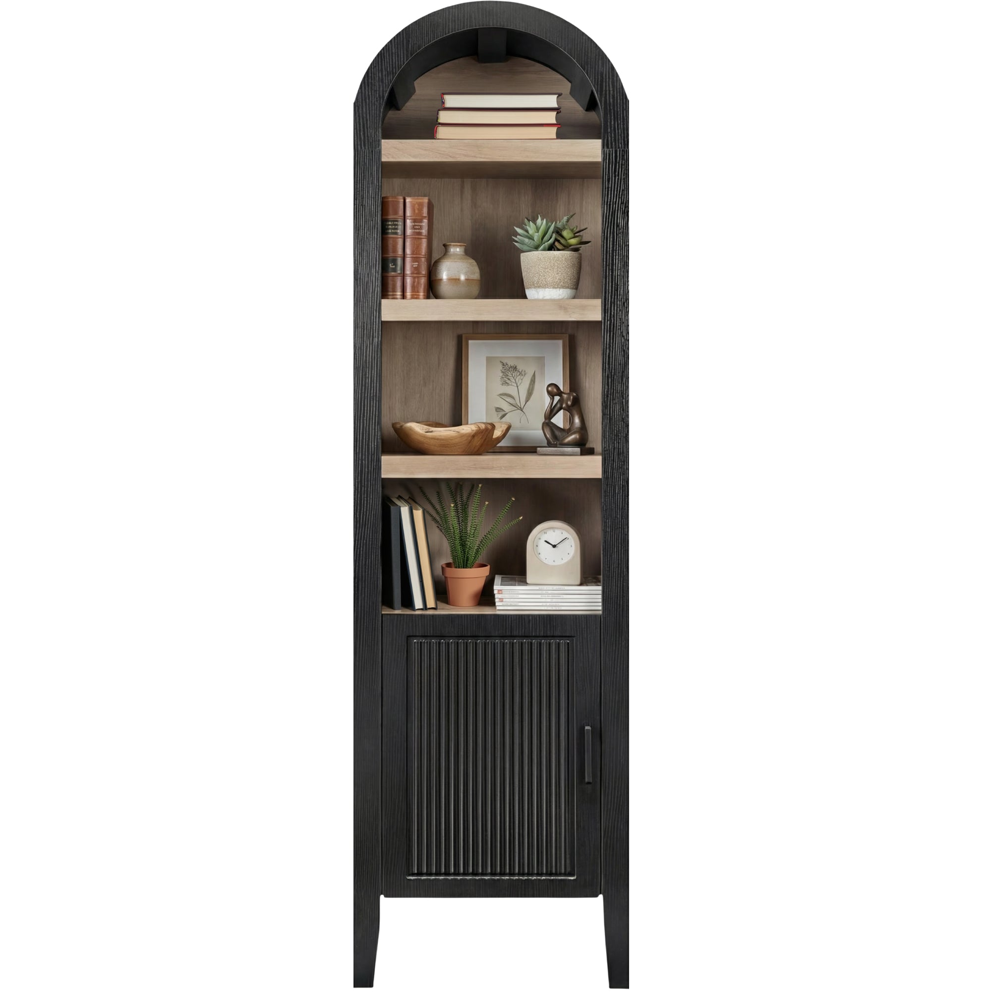 72" Tall Narrow Storage Cabinet w/ Adjustable Shelves - Black Oak
