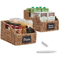 Hyacinth Angled Pantry Storage Baskets W/ Handles & Chalkboard (Pack of 2) - Chestnut