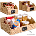 Hyacinth Angled Pantry Storage Baskets W/ Handles & Chalkboard (Set of 3) - Natural