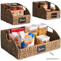 Hyacinth Angled Pantry Storage Baskets W/ Handles & Chalkboard (Set of 3) - Chestnut