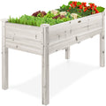 Raised Garden Bed, Elevated Wooden Planter Box w/ Foot Caps - 48x24x30in - White
