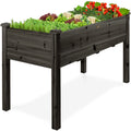 Raised Garden Bed, Elevated Wooden Planter Box w/ Foot Caps - 48x24x30in - Black