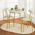 3-Piece Oval Dining Table Set, Small Kitchen Set w/ 2 Chairs - Sage Green & Gold