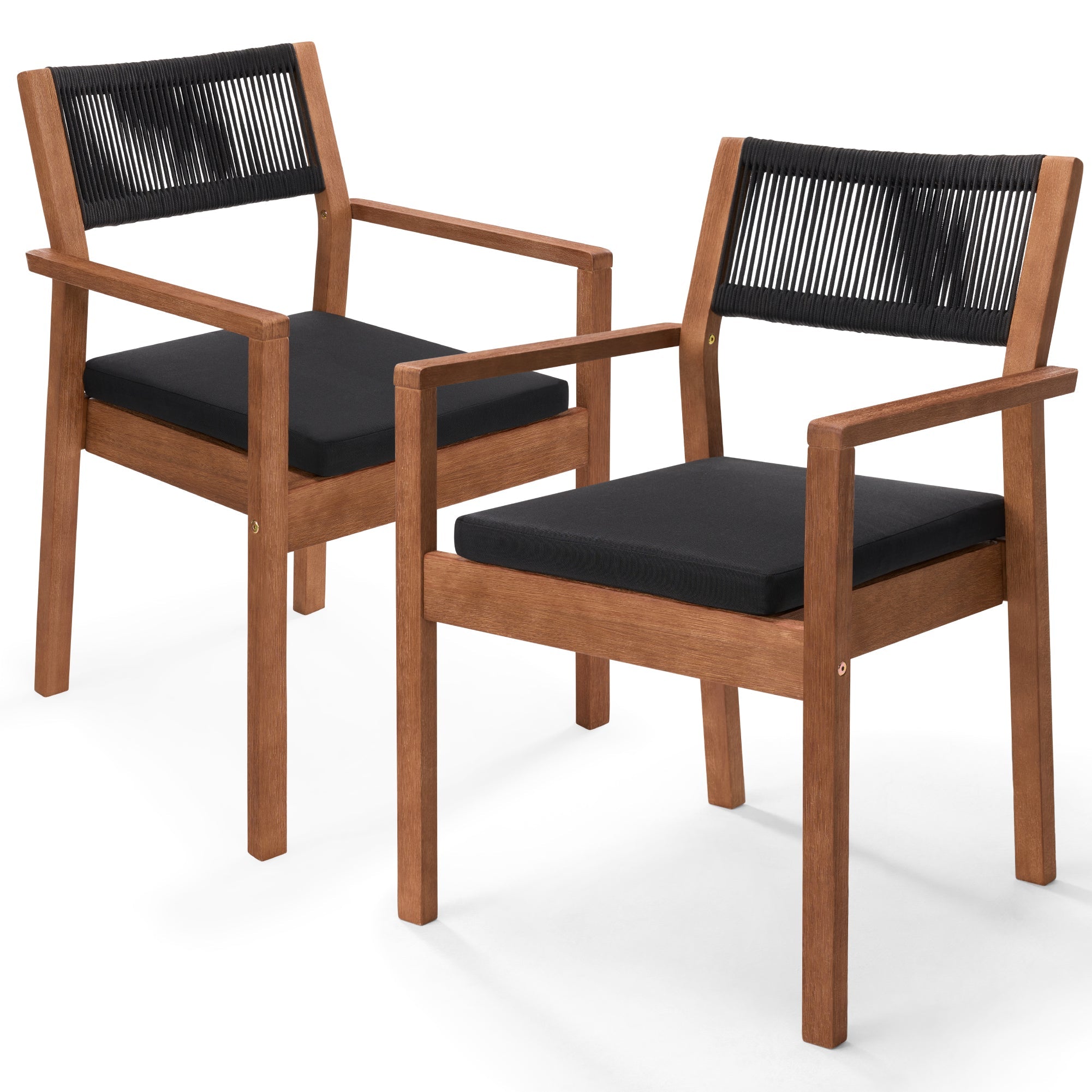Set of 2 Indoor Outdoor Bayview Dining Chairs with Arms All-Weather Rope