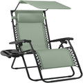 30" Wide Folding Zero Gravity Patio Lounge Chair w/Adjustable Canopy Shade - Sage Green