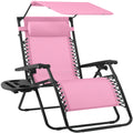 30" Wide Folding Zero Gravity Patio Lounge Chair w/Adjustable Canopy Shade - Carnation