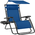 30" Wide Folding Zero Gravity Patio Lounge Chair w/Adjustable Canopy Shade - Marine