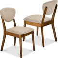 2-Piece Mid-Century Modern Wood &Upholstered Dining Chair Set - Walnut/Oatmeal