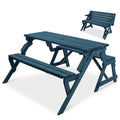 2-in-1 Outdoor Interchangeable Wooden Picnic Table/Garden Bench - Harbor Blue