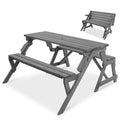 2-in-1 Outdoor Interchangeable Wooden Picnic Table/Garden Bench - Gray