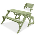 2-in-1 Outdoor Interchangeable Wooden Picnic Table/Garden Bench - Sage Green