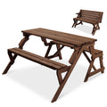 2-in-1 Outdoor Interchangeable Wooden Picnic Table/Garden Bench - Walnut