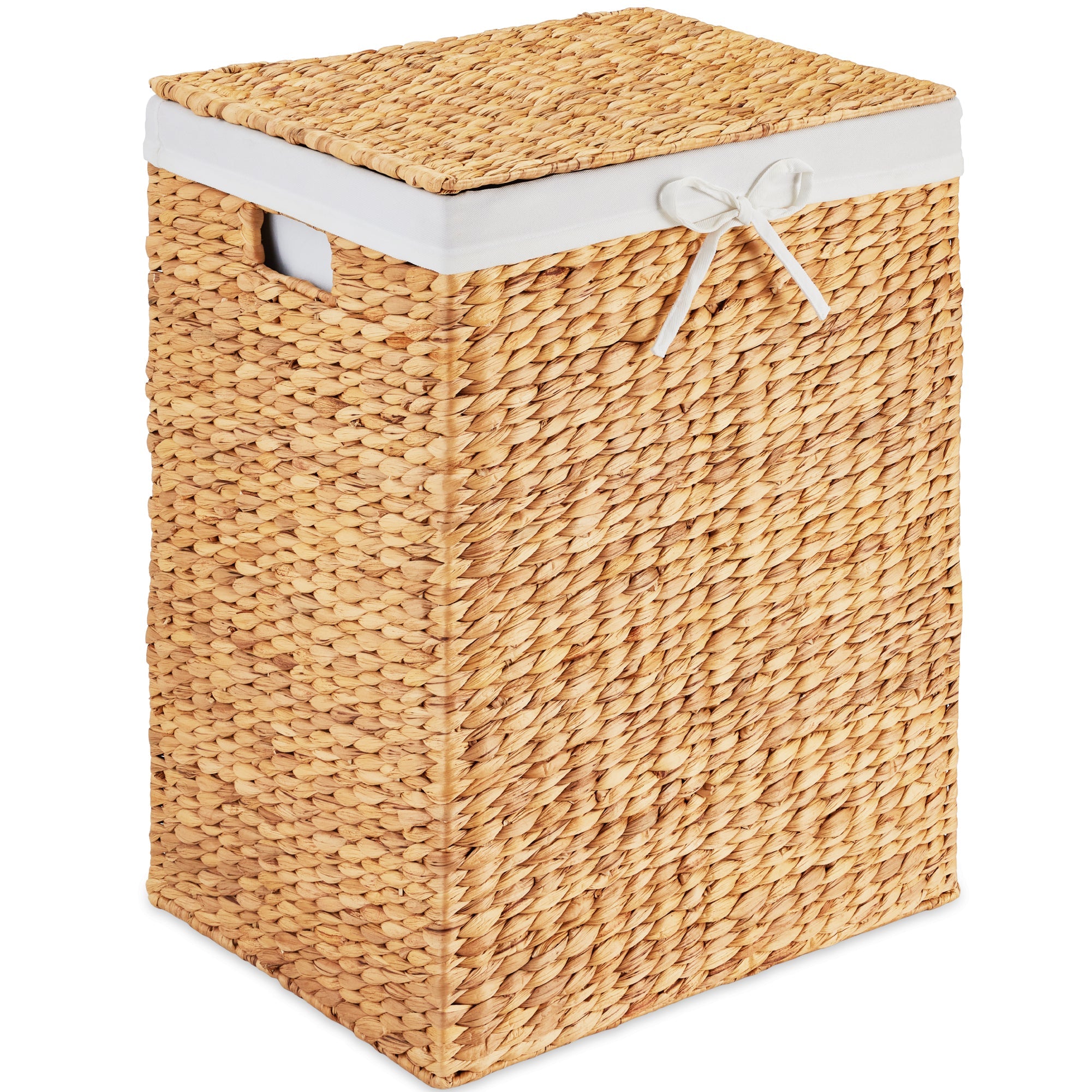 Handwoven Laundry Hamper Basket w/ Lid, Removable Liner & Built-in Handles - Natural