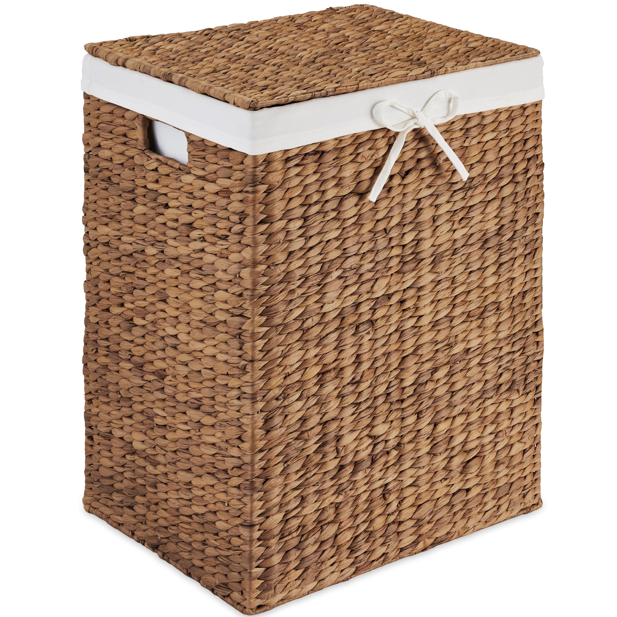 Handwoven Laundry Hamper Basket w/ Lid, Removable Liner & Built-in Handles - Chestnut