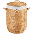 Round Laundry Hamper w/ Lid w/ Handles & Removable Liner - Natural