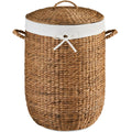 Round Laundry Hamper w/ Lid w/ Handles & Removable Liner - Chestnut