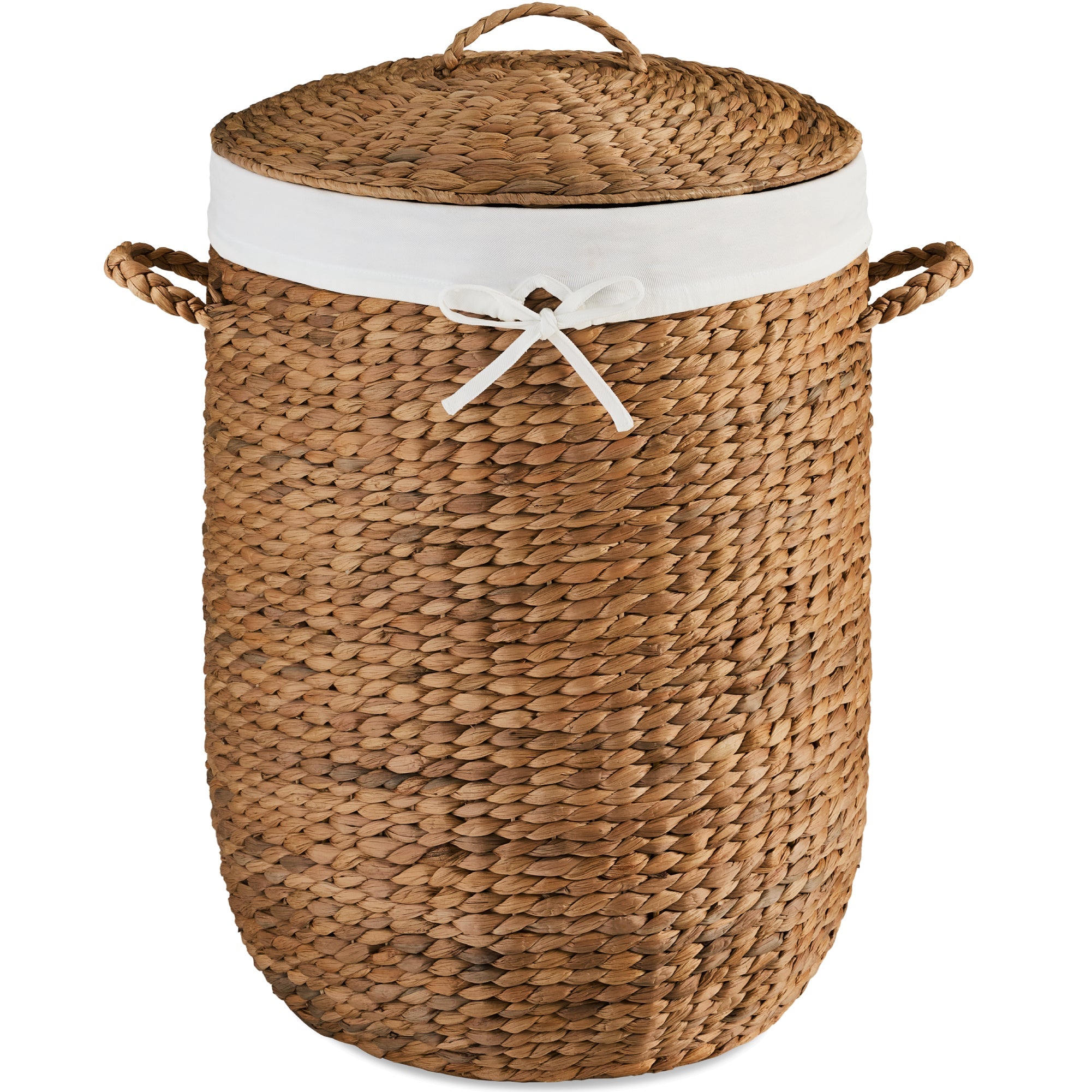 Round Laundry Hamper w/ Lid w/ Handles & Removable Liner - Chestnut