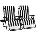 Set of 2 Extra Wide Adjustable Zero Gravity Patio Chair Recliners - Black Stripes