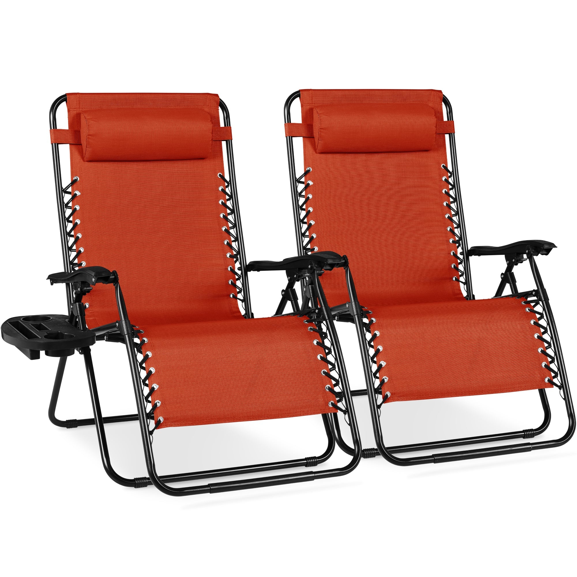 Set of 2 Extra Wide Adjustable Zero Gravity Patio Chair Recliners - Burnt Orange