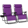 Set of 2 Extra Wide Adjustable Zero Gravity Patio Chair Recliners - Amethyst Purple