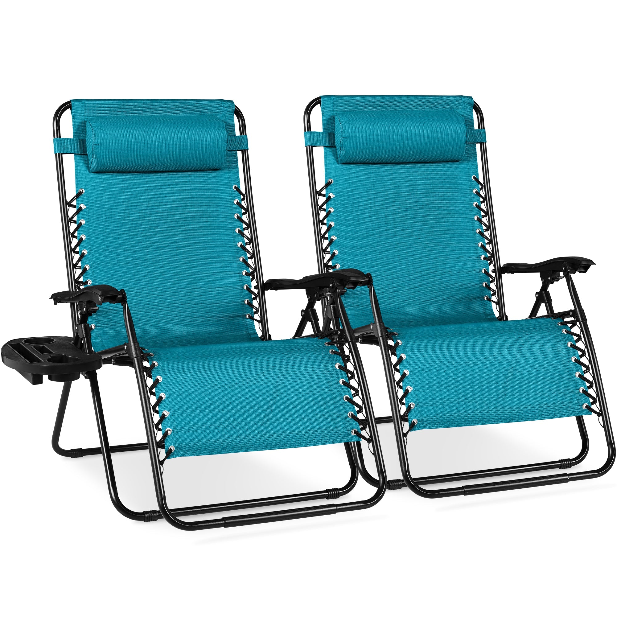 Set of 2 Extra Wide Adjustable Zero Gravity Patio Chair Recliners - Peacock Blue
