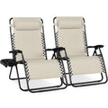 Set of 2 Extra Wide Adjustable Zero Gravity Patio Chair Recliners - Ivory