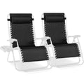 Set of 2 Extra Wide Adjustable Zero Gravity Patio Chair Recliners - Black/White