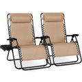Set of 2 Extra Wide Adjustable Zero Gravity Patio Chair Recliners - Sand