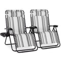 Set of 2 Extra Wide Adjustable Zero Gravity Patio Chair Recliners