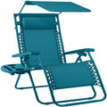30" Wide Folding Zero Gravity Patio Lounge Chair w/Adjustable Canopy Shade - Peacock