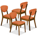 Set of 4 Wooden Dining Chairs, Wood Modern Farmhouse Upholstered Chairs