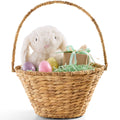 Easter Basket, Small Woven Easter Basket for Kids w/ Collapsible Handle