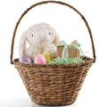 Easter Basket, Small Woven Easter Basket for Kids w/ Collapsible Handle - Chestnut