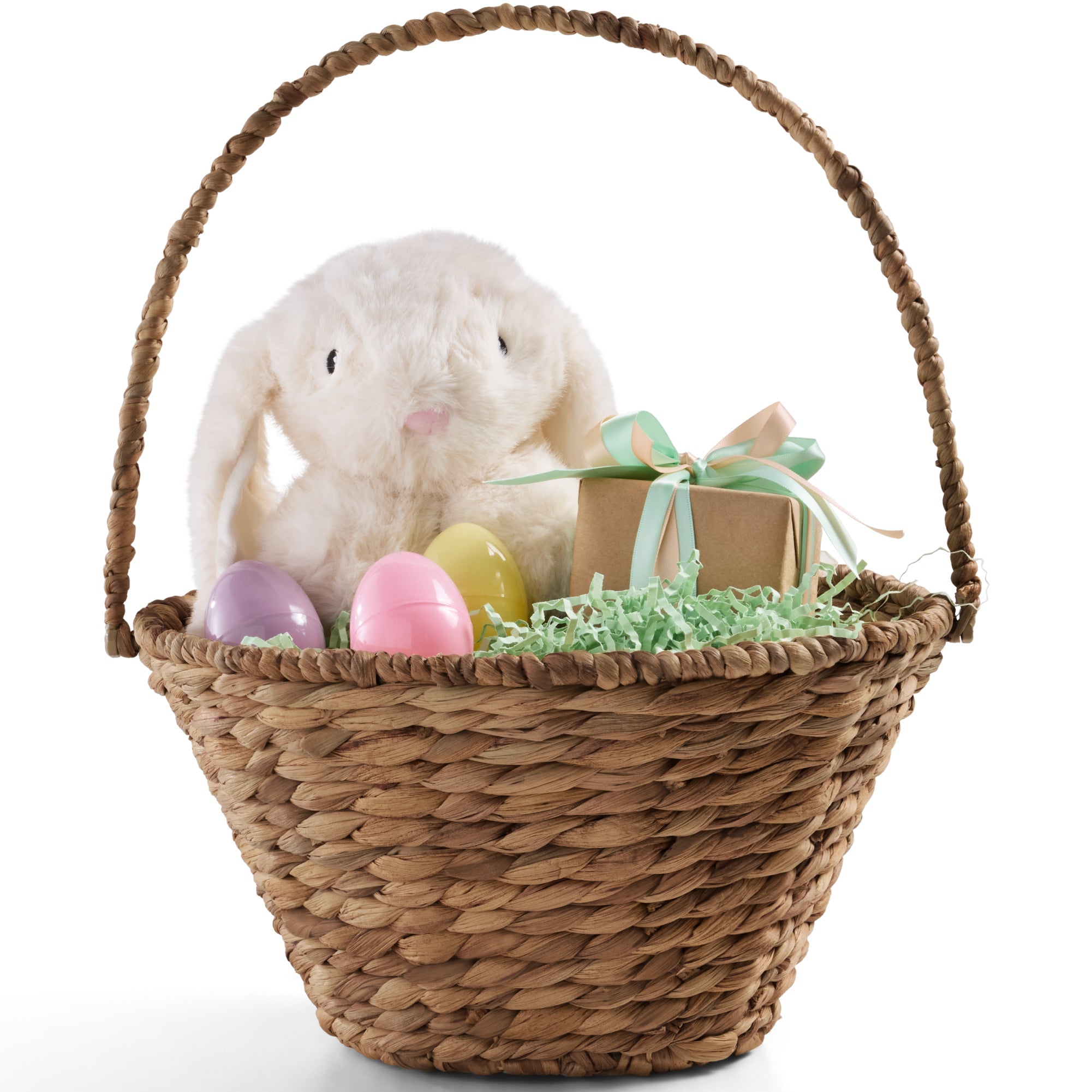 Easter Basket, Small Woven Easter Basket for Kids w/ Collapsible Handle - Chestnut