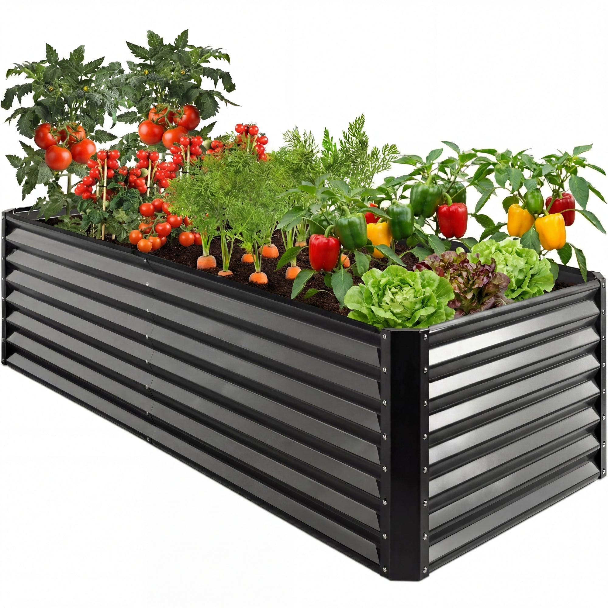 Outdoor Metal Raised Garden Bed for Vegetables, Flowers, Herbs - 8x4x2ft - Dark Gray