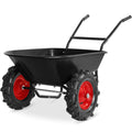 Dual-Wheel Wheelbarrow w/Built in Stand, 500lb Capacity, Extra Large Wheels - Jet Black