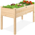 Raised Garden Bed, Elevated Wooden Planter Box w/ Foot Caps - 48x24x30in - Organic Natural