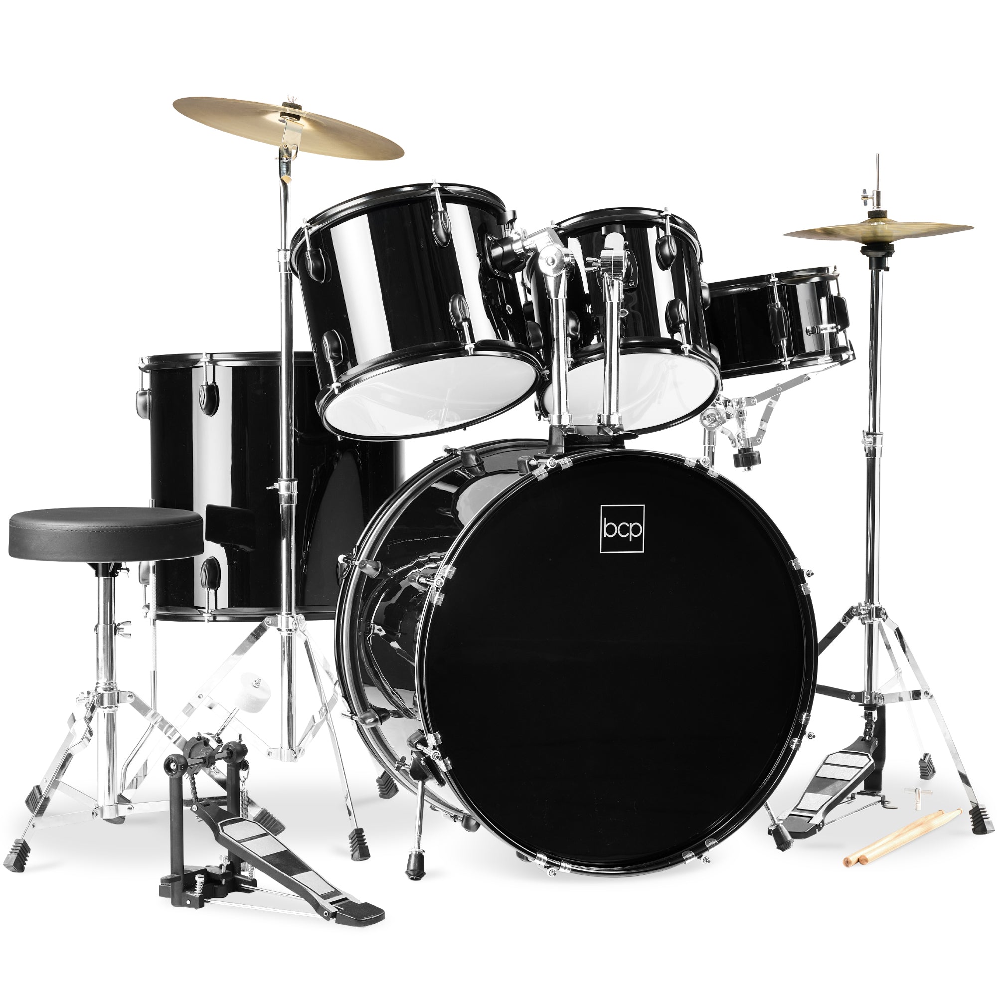 5-Piece Full Size Drum Set For Adults - Black