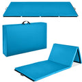 Folding Exercise Fitness Workout Gym Floor Mat w/ Handles - Blue